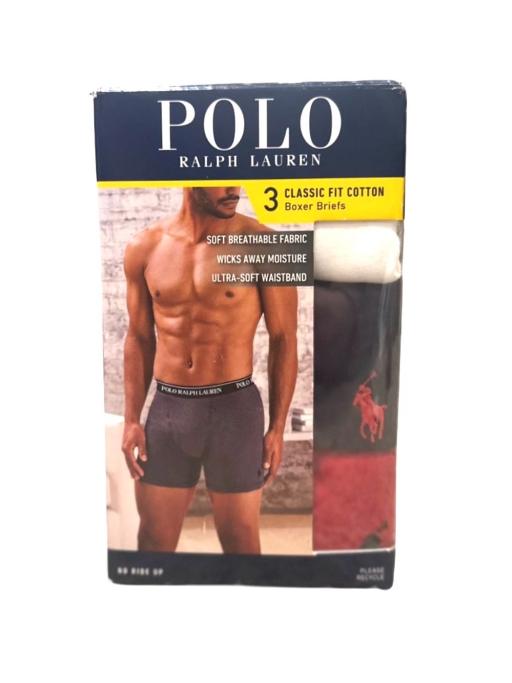NWT Polo Ralph Lauren 3-Pack 100% Cotton Men’s Boxer Briefs Size XL (40-42 in)
